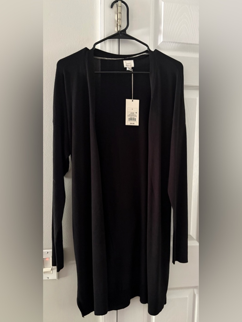 A New Day Black Open Front Long Cardigan